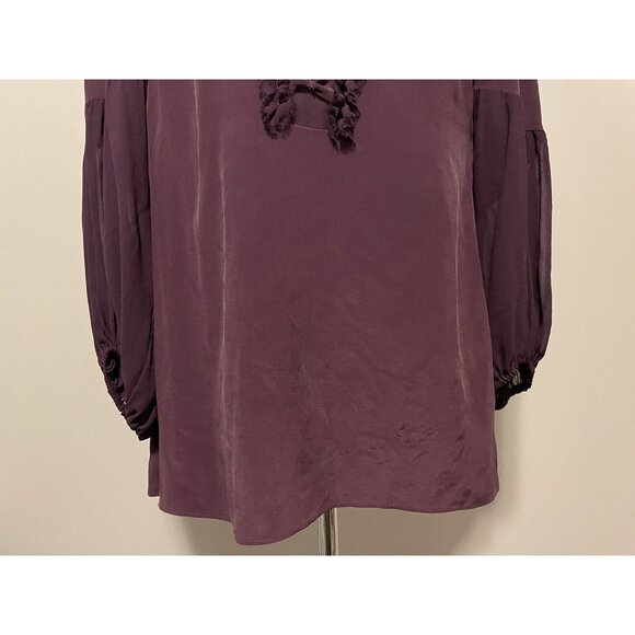Nanette Lepore Purple Silk Blouse with Bows and Romantic Sleeves, Size 6 - Picture 6 of 9